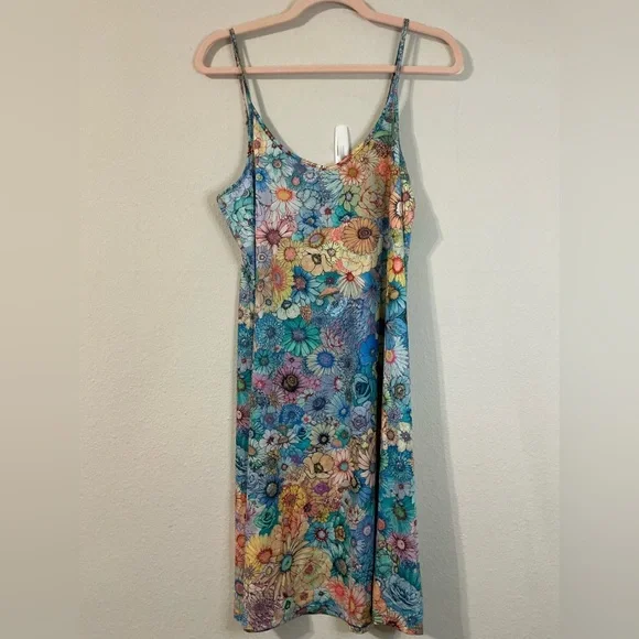 Johnny Was Florentina Mesh Tiered Slip Dress Multi Floral Size Medium - Picture 10 of 16